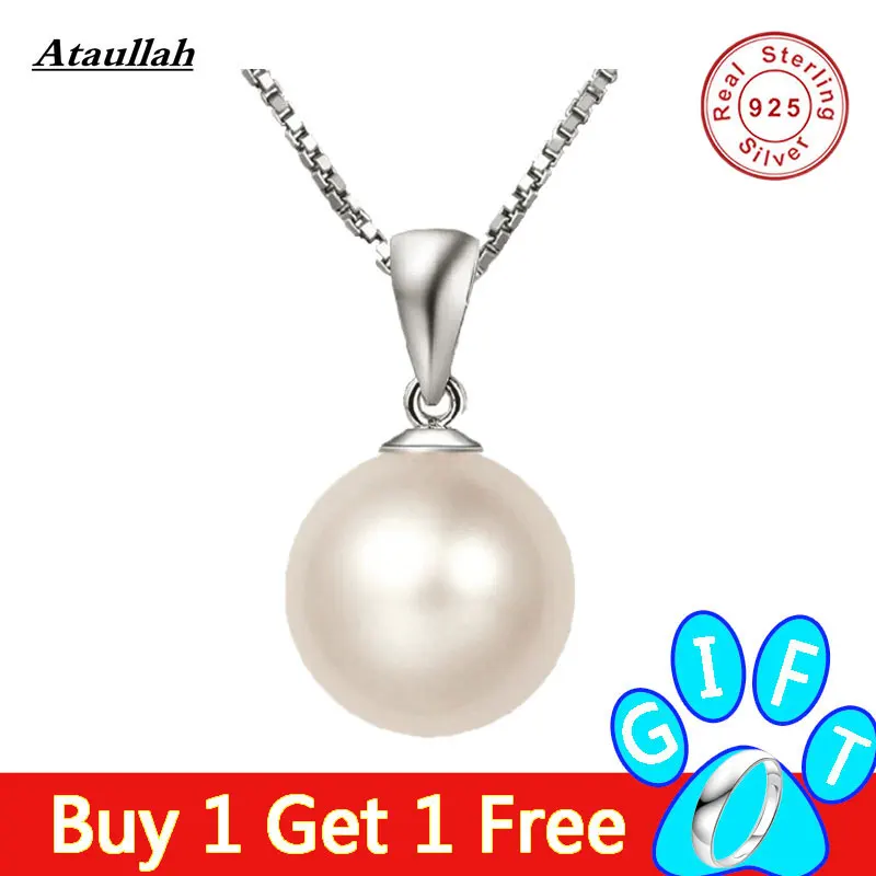 Fresh Water Pearl Necklace 925 Sterling Silver Chain Jewelry Shell Pearl WNW145