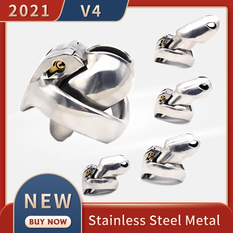 

CHASTE BIRD 2021 New Metal HT-V4 Male Chastity Device Stainless Steel Cock Cage Penis Ring Bondage Belt Fetish Adult Sex Toys