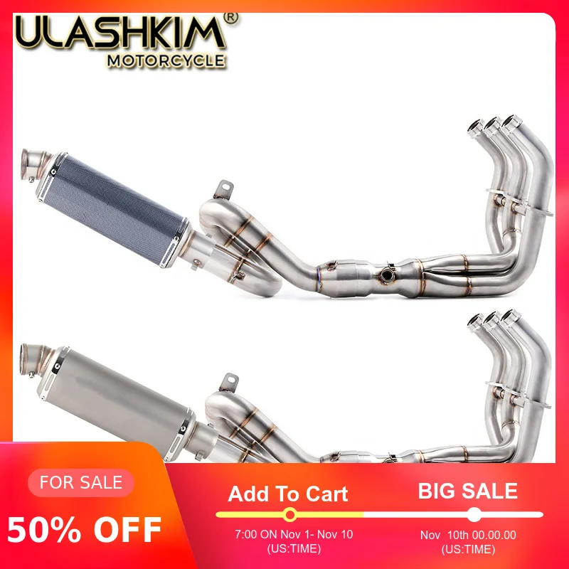 

Motorcycle Exhaust Muffler Middle pipe Full System Slip On For yamaha MT-09 FZ-09 MT09 FZ09 2014-2017 not for Tracer