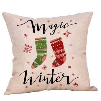 

Merry Christmas Pillow Cases Cotton Linen Sofa Cushion Cover Home Decor Christmas Cartoon Throw Pillow Case Cover Pillowcase #