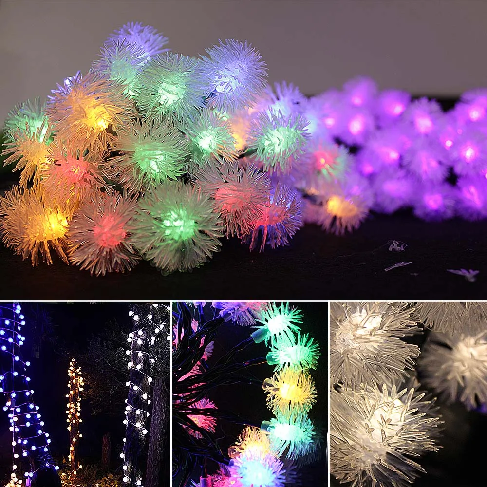 Waterproof Solar Garland 5m 50 LED Garden Lights Dandelion String Light Outdoor Party Christmas Fairy Path Patio Lawn Lamp Decor
