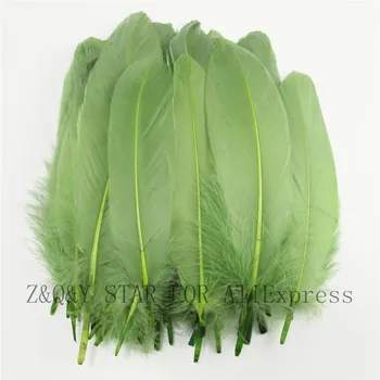 

50-200 Natural Goose Feathers 15-20CM Dye Army Green DIY Craft Ornaments Clothing Feathers