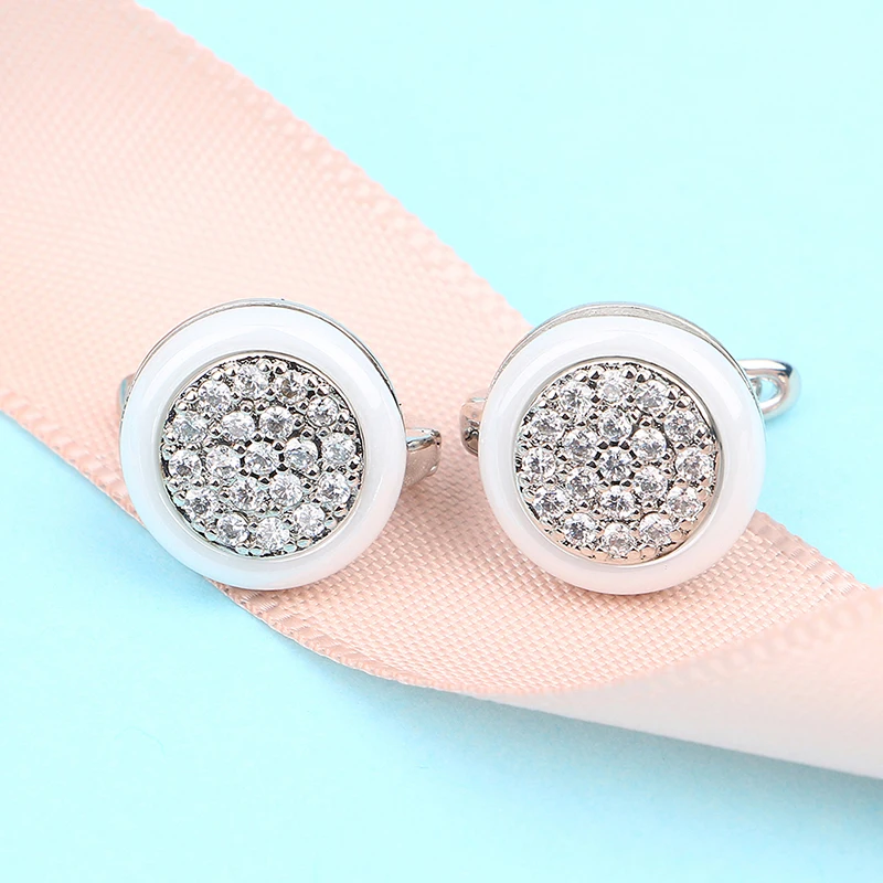 Bling CZ Кристалл Круг геометрический для женщин Ювелирные наборы никогда не