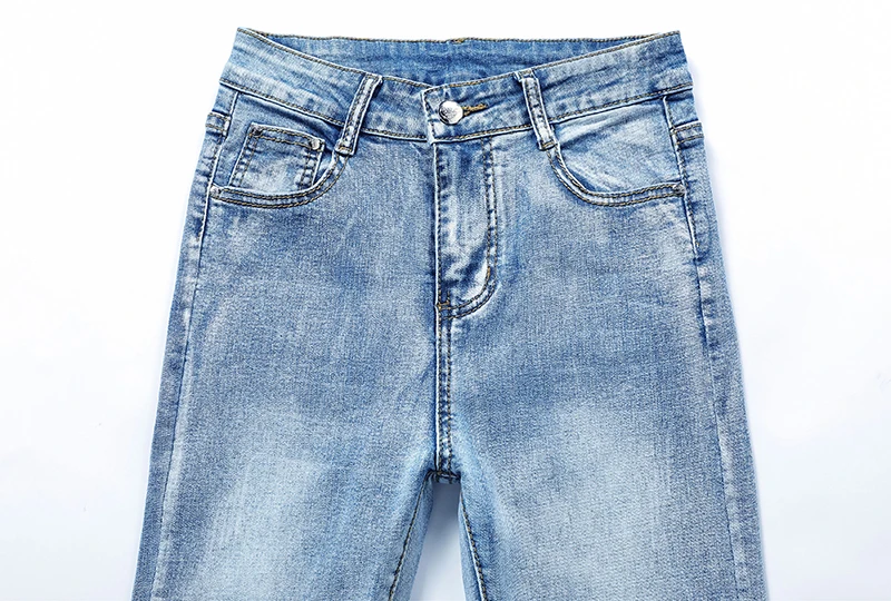 Женские джинсы, Стрейчевые обтягивающие джинсы с высокой талией, женские потертые джинсы, женские эластичные узкие брюки