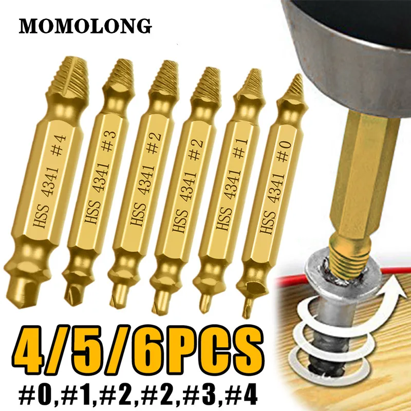 4/5/6PCS Damaged Screw Extractor Drill Bit Set Easily Take Out Broken Screw,Bolt Remover Screws Extractor Demolition Tools