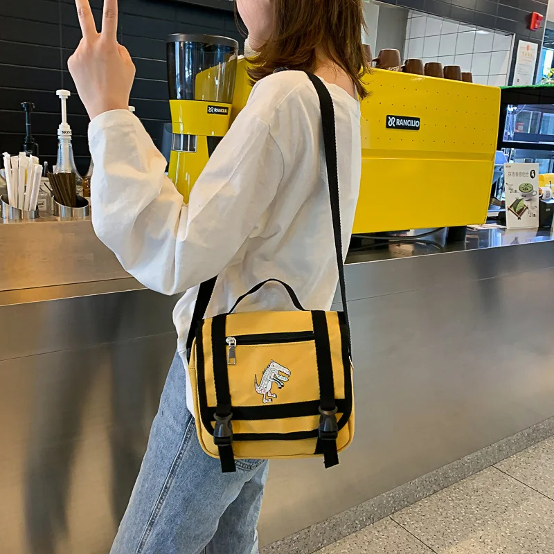 

Japanese-style Harajuku Wind INS Vintage Sense School Bag Women's Dual Purpose Dark-Style Design Canvas Bag Shoulder Bag Student