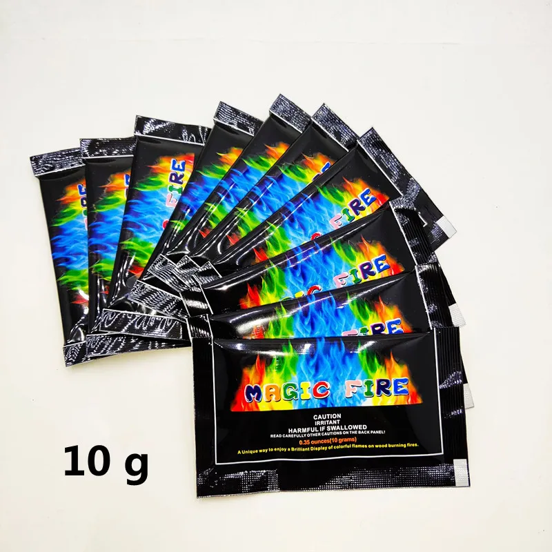10 шт./лот волшебные фокусы для магов, игрушка MagicFire, Волшебное Пламя, цвет пламени, порошок, костер, цвет, агент, принадлежности для вечеринки на открытом воздухе - Цвет: 10g