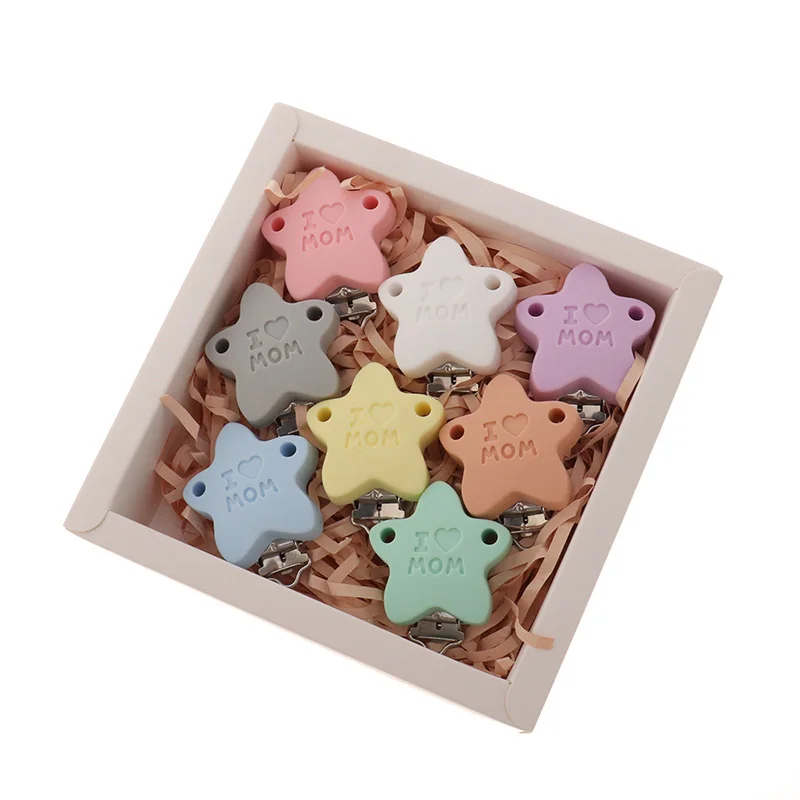 Fkisbox 2pcs Mouse Pacifier Clip Silicone Bead Baby Teether& Plastic Teething Accessories Nipple Clasps Toy DIY Round Koala
