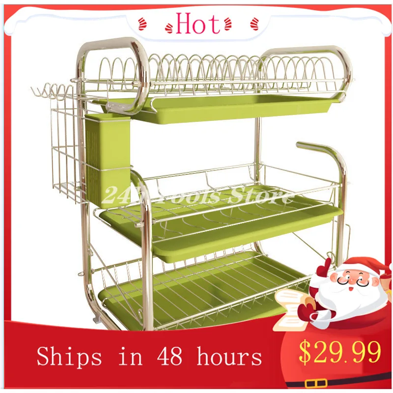 3 уровня сушилка для посуды из нержавеющей стали кухонная полка хранения Полка
