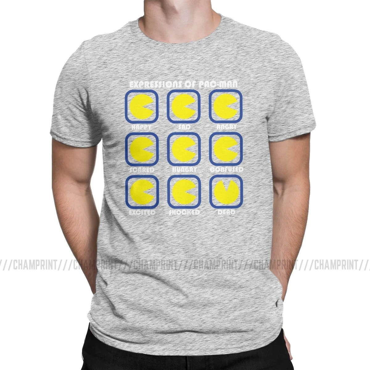 Awesome The Expressions Of Pac-Man Футболка мужская футболка Pacman Pakkuman Ретро 80s аркадная игровая футболка Летняя одежда - Цвет: Серый