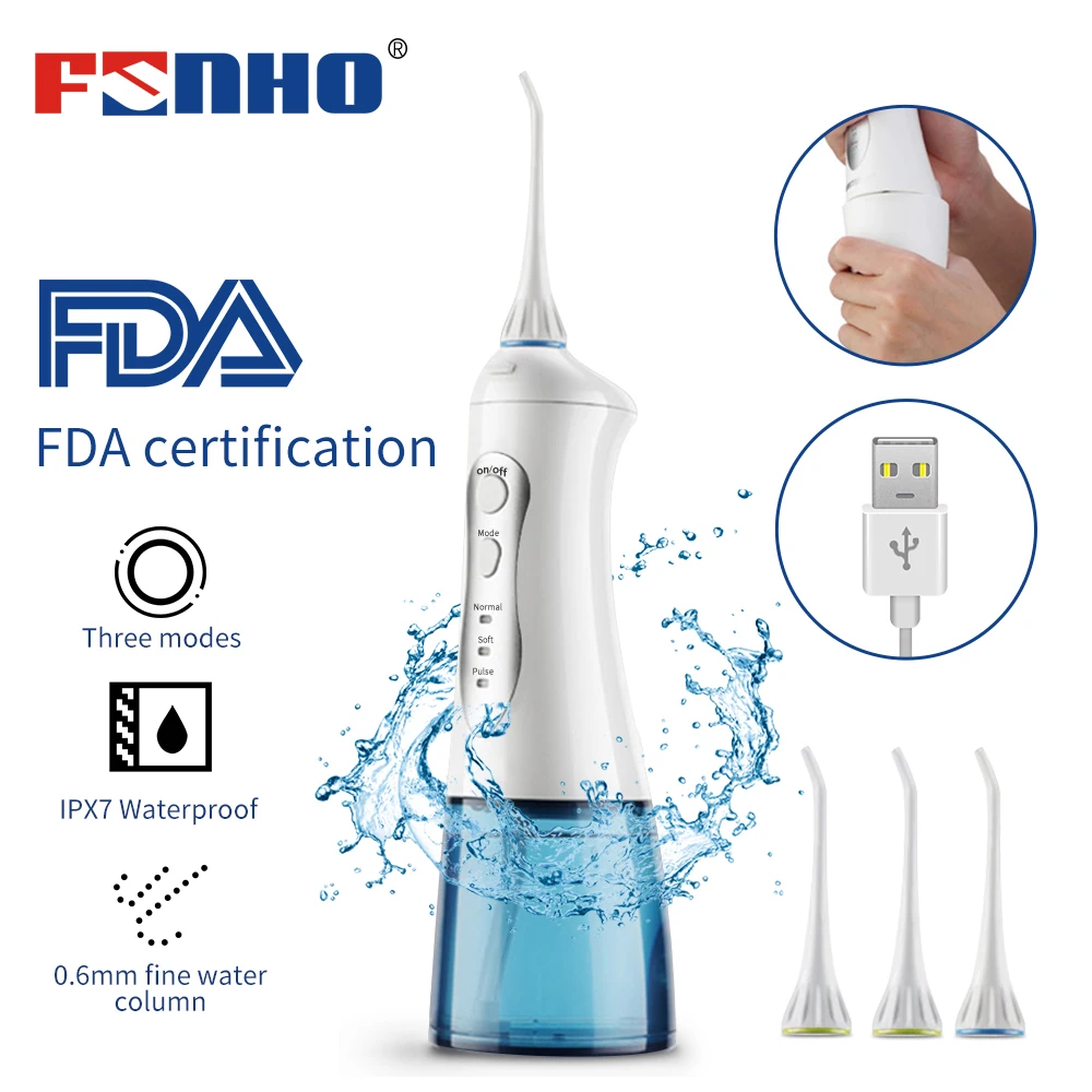 

Oral Irrigator USB Rechargeable Water Flosser Portable Dental Water Jet 220ML Water Tank Waterproof Teeth Cleaner