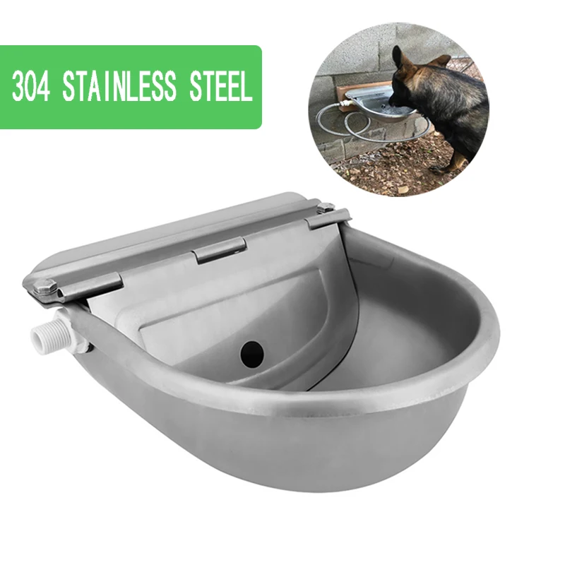 

Large Pet Dog Outdoor Drinking Fountain 304 Stainless Steel Water Trough Horses Goats Sheep Float Bowl Automatic Waterer Cattle