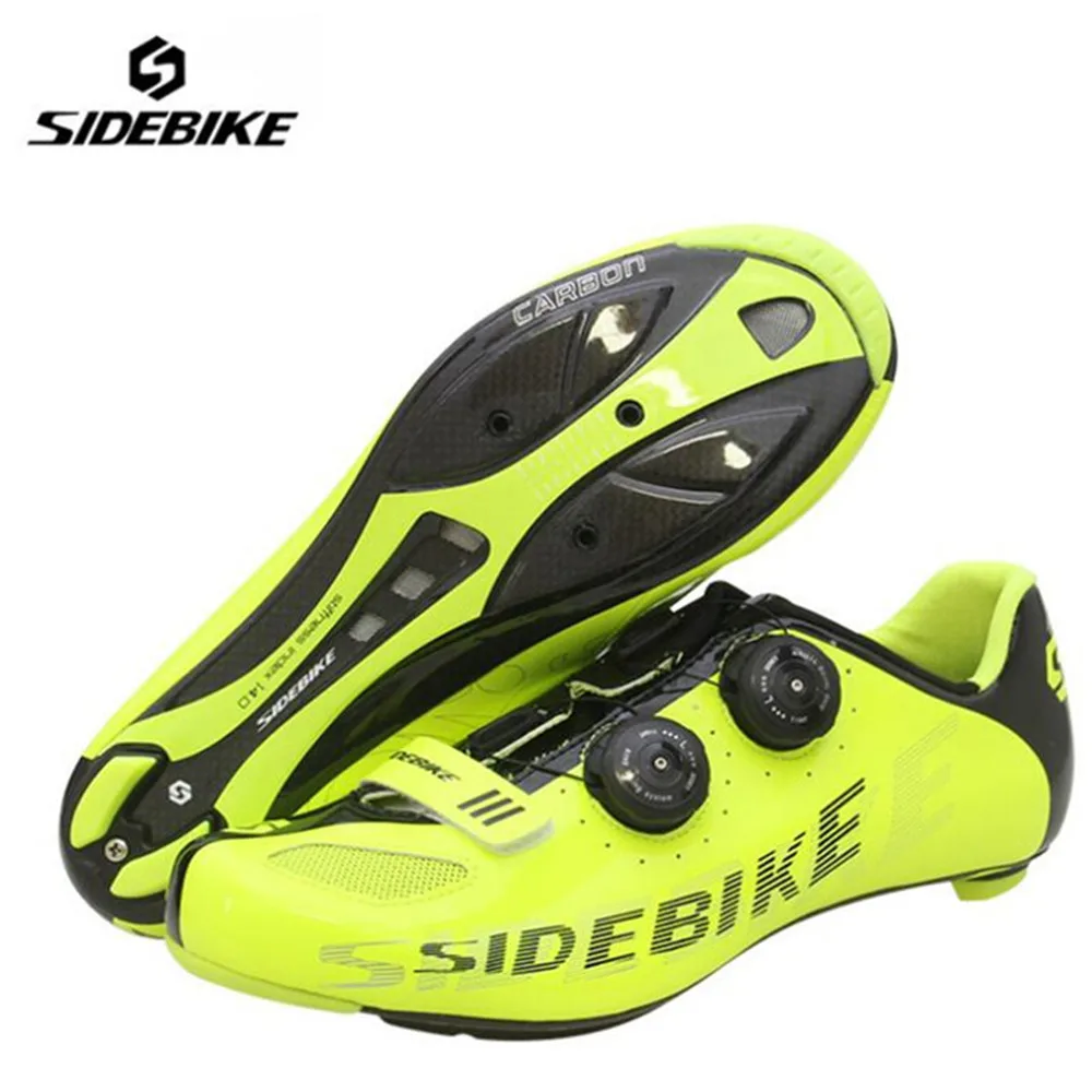 SIDEBIKE/Мужская обувь для шоссейного велоспорта; подошва из углеродного волокна; комплект с педалью; спортивная дышащая обувь с самоблокирующимся верхом; обувь для гоночного велосипеда