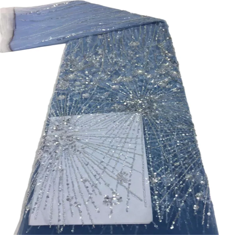 

2021 Classy French Mesh Lace Fabric With Sequins African Net Lace Fabric Sequin Nigerian Tulle Laces For Party Sew