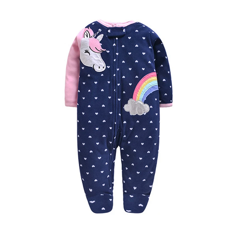 Детский комбинезон с капюшоном в виде животных для новорожденных, теплые флисовые пижамы одежда для маленьких мальчиков и девочек Комбинезон, одежда для сна, для детей от 0 до 24 месяцев - Цвет: HY0046