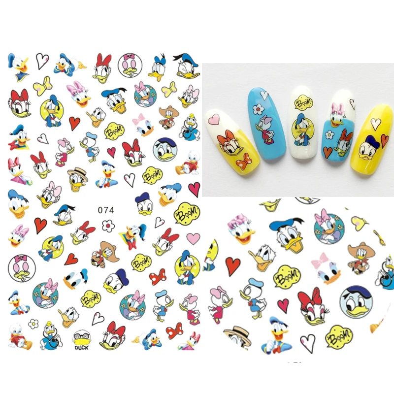 1PCS Cartoon Disney Nail Sticker Donald Duck Mickey Mouse Minnie Nail Slider Lion King Snow White Nail Art Accessories