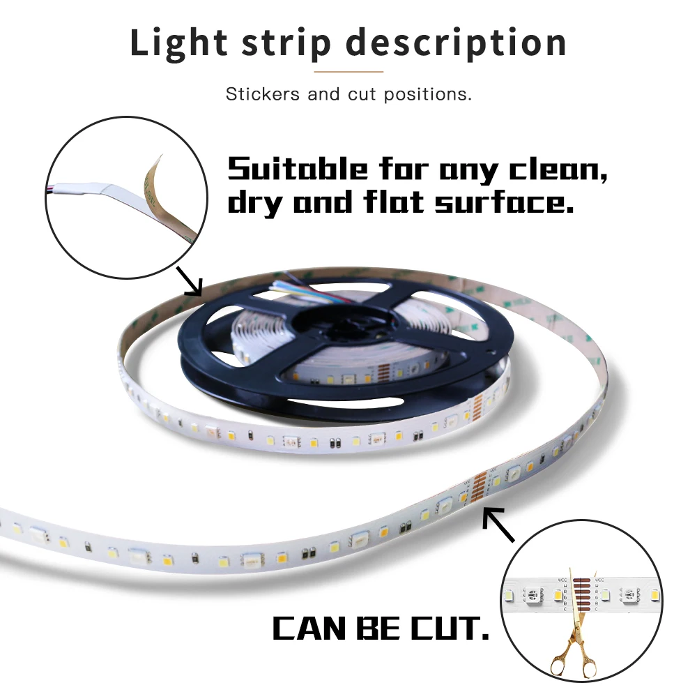 GLEDOPTO RGB+CCT White LED strip Light RGB WW/CW DC24V 5m IP65 Waterproof IP20 Not Waterproof RGB Light SMD 5050 SMD 2835