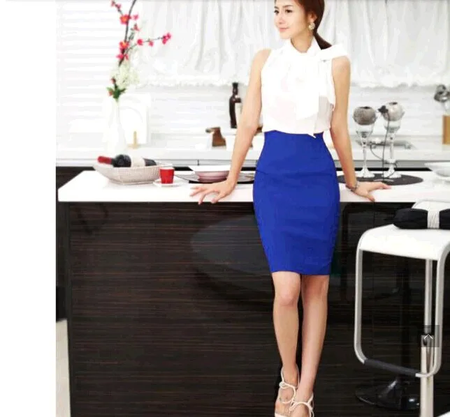 

6 Colors OL Women Retro Slim Fitted Knee Length Fitted Business Bodycon Career High Waist Straight Pencil Skirts Drop Shipping