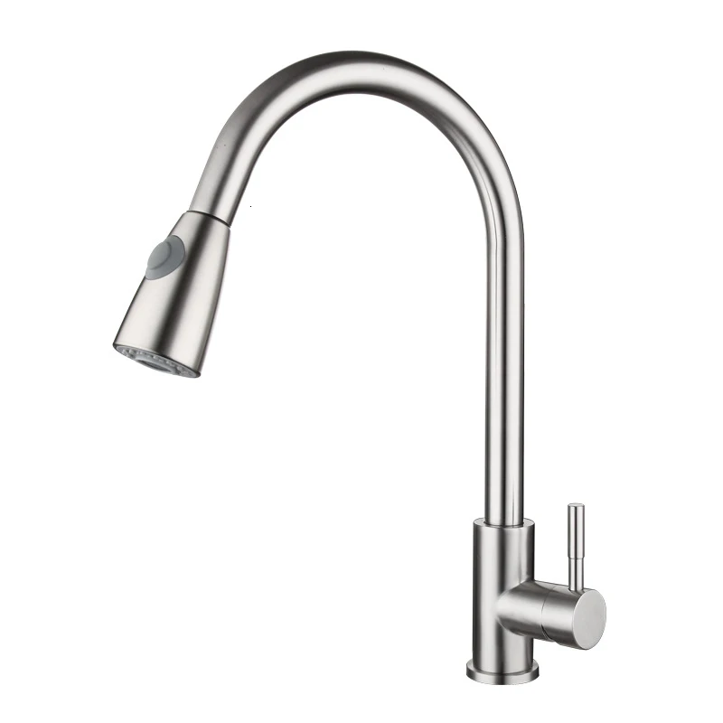 Kitchen Faucet 304 кухонные смесители из нержавеющей стали, серебряные, с одной ручкой, кухонный кран с несколькими отверстиями, поворотный, 360 градусов, смеситель для воды - Цвет: Kitchen Faucet