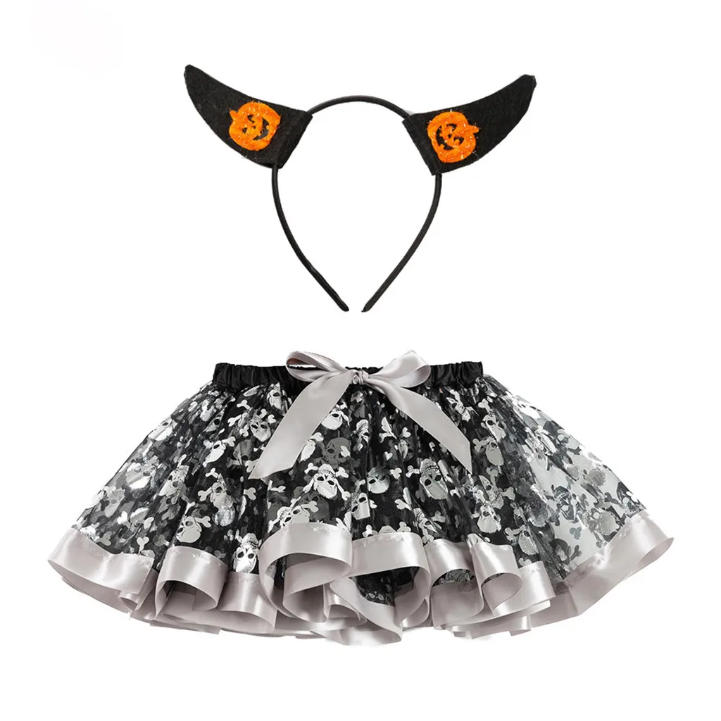 Детские вечерние балетные костюмы с юбкой-пачкой для девочек на Хеллоуин; костюм для малышей; юбка+ повязка на голову; Модная одежда для маленьких девочек; Одежда для новорожденных;