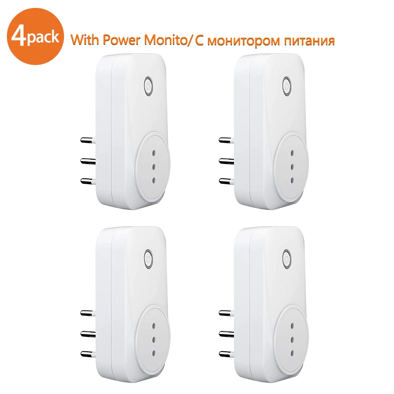 4 piece Умная розетка, Италия, Wifi, умная розетка, Чили, розетка, монитор питания, туя, приложение Smart Life, работает с Alexa Google Home - Цвет: 4 piece
