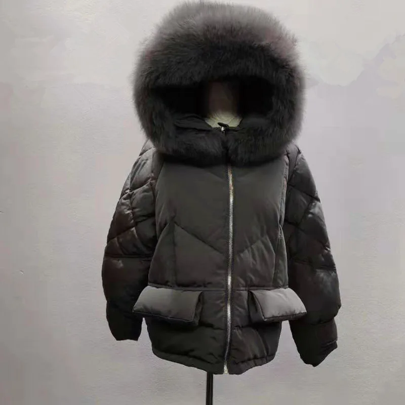 

Winter Duck Down Jacket Women Thick Warm Down Coat Female Large Fox Fur Hooded Warm Clothes Ladies Fashion Jackets LW2201