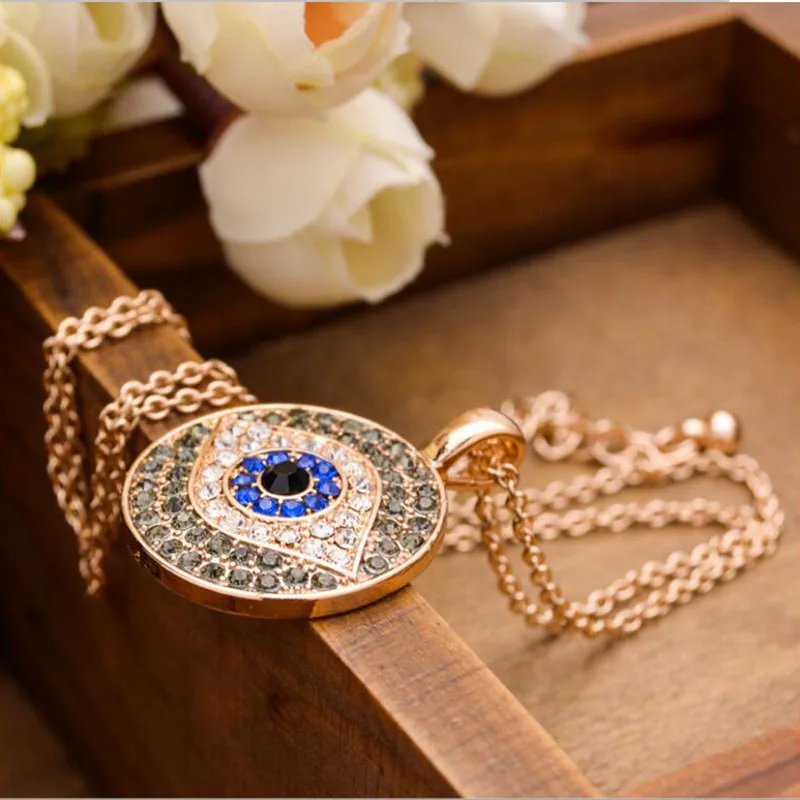 Новинка модные стразы индейка голубое ожерелье глаз Гора амулет Назар подвеска