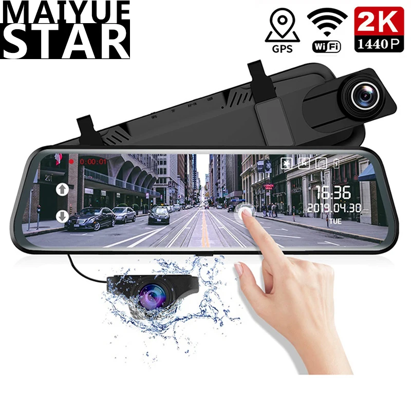 Зеркало-видеорегистратор Hisilicon 2K 10 дюймов Wi-Fi GPS | Автомобили и мотоциклы