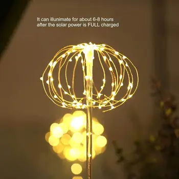 

Durable 105LED Solar Firework Silver String Lights Fairy Bouquet Dandelion Lights Wedding Christmas Home Festival