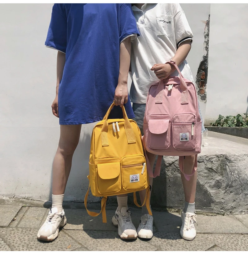 Водонепроницаемый нейлоновый рюкзак школьная сумка для девочек-подростков желтого цвета рюкзак для путешествий для Для женщин в Корейском стиле с карманами сумки женские книг Mochilas