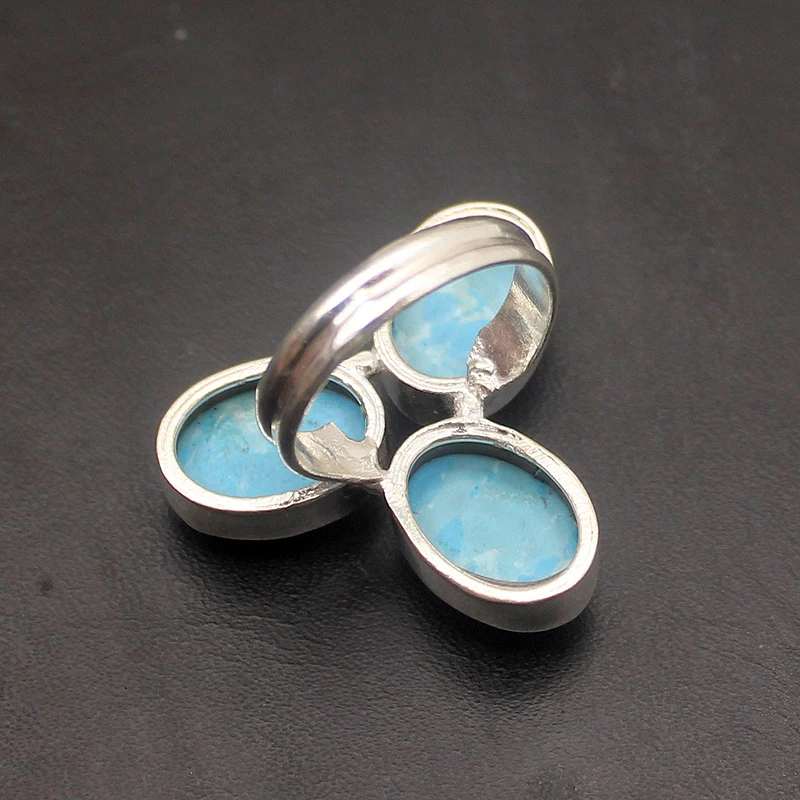 Новое поступление натуральная овальная форма BlueJasper стерлингового серебра 925 прекрасные подвески кольцо Размер 8 H349