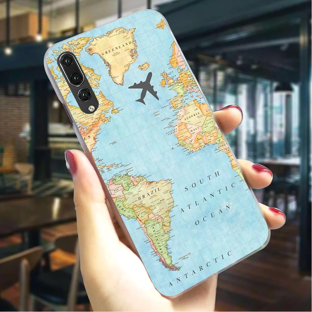 

World Map Phone Case for Huawei Nova 4 Cover 6A 7A 8/9/10 Lite View 20 Pro 9X Pro Y6 Y7 Y9 Nova 3/3i/5i