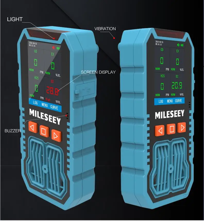 Mileseey портативный lcd Многофункциональный детектор газа 4 в 1 токсичный вредный газ H2S/CO/O2/EX gax анализатор Высокоточный детектор