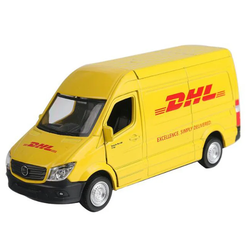 1/36 scale15 см желтая грузовая машина игрушка из металлического сплава коммерческий автомобиль Экспресс-DHL с оттягиванием Diecasts модель грузовика Коллекция подарков