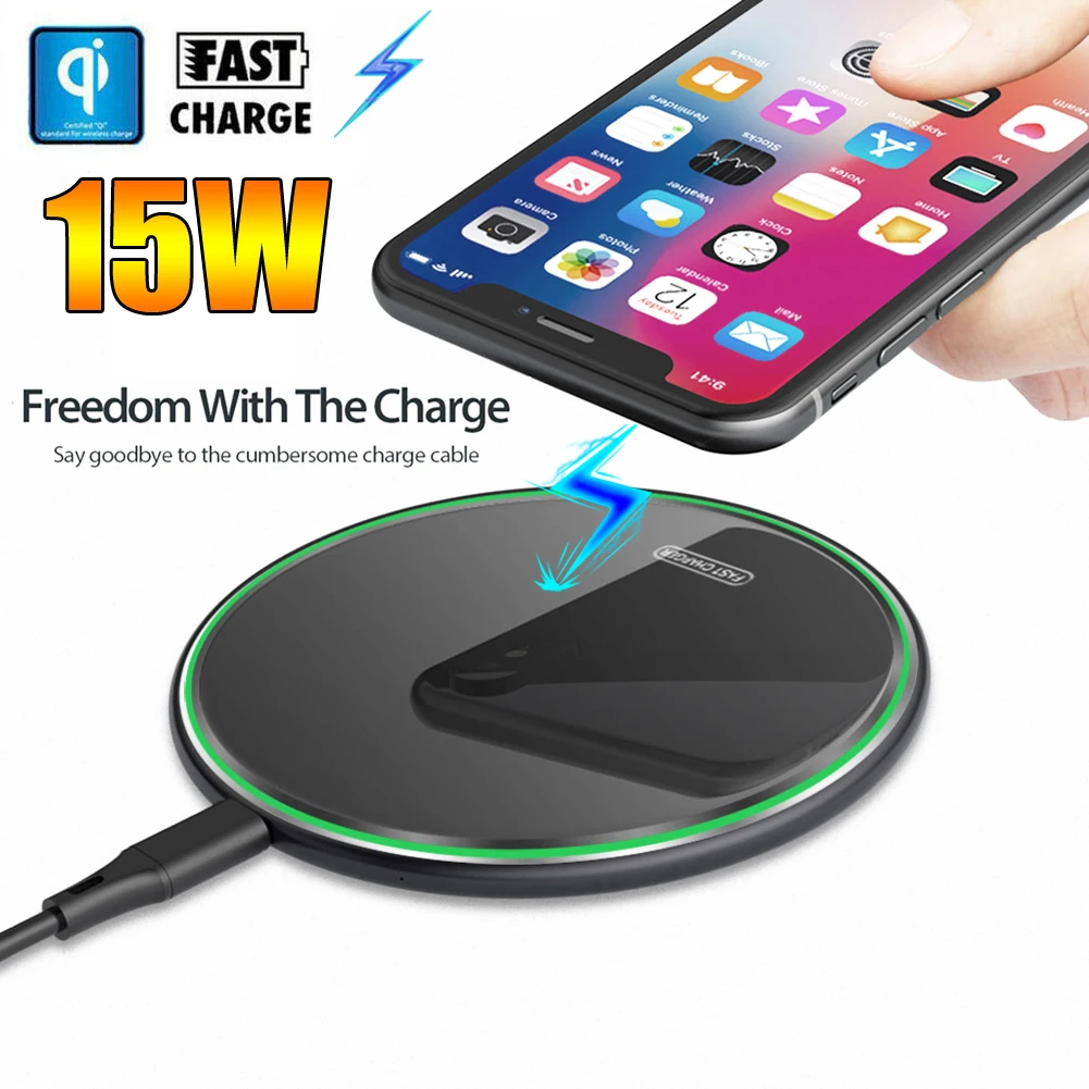 Беспроводное зарядное устройство 15 Вт для Samsung Note 10 S10 Plus Huawei P30 Pro/Mate 20 Pro Qi быстрая