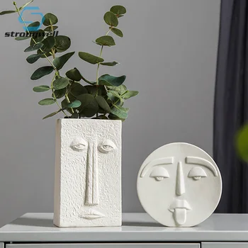 

Strongwell Nordic Ceramic Literary Funny Face Vase Desktop Planter Office Home Indoor Coffee Table Decoration Wedding Gift