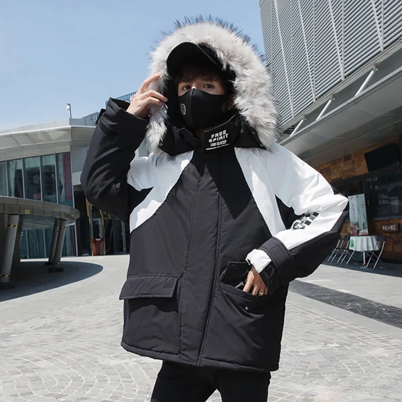 

2019 Men's Winter Fur Jacket Coats Japan Style Men's Cotton Warm Jacket Long-sleeved Jackets