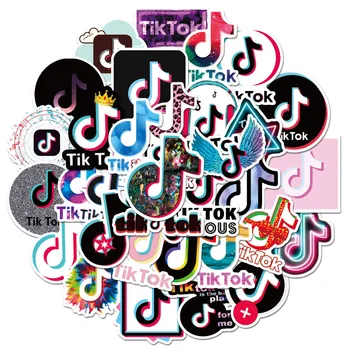 

10/50Pcs/set TikTok Logo Stickers For Phone Laptop Luggage Scrapbooking Graffiti Diary Label Stationery Sticker Decals