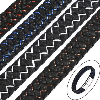 

1m 12*0.7mm Genuine Leather Cord Flat Braid Rope For DIY Men Bracelets Findings Bangles Making Jewelry Components Handmade Gifts