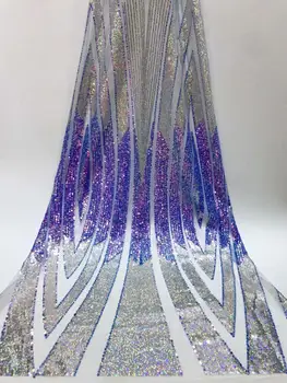 

Embroidery Leaves Pattern Lace with Sequins Hot Sale African French Tulle Mesh Lace Fabric Sequins Lace Fabric for Bridal