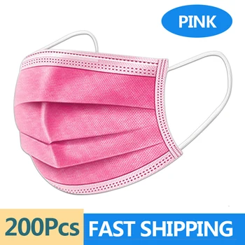 

200Pcs Pink Mask 3-Layer Disposable Product Face Masks