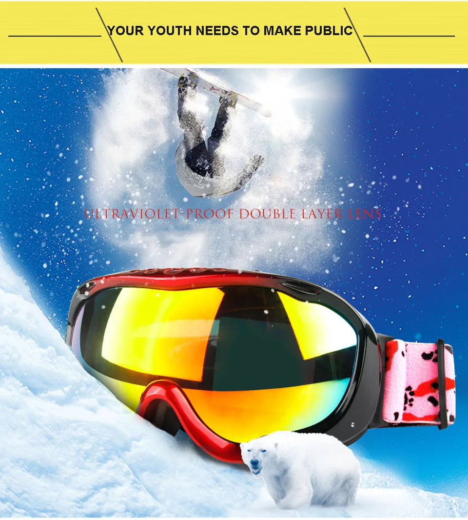 Лыжные очки для сноуборда, фотохромные очки AMen, женские лыжные очки, УФ-защита для снегохода, всепогодные снежные очки