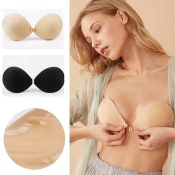 

Women Strapless Self Adhesive Silicone Bra Sexy Backless Thicken Push Up Front Closure Invisible Sticky Nipple Covers
