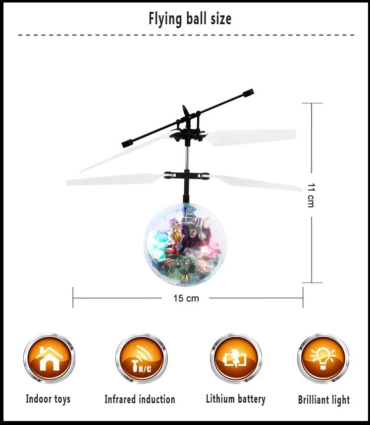 Кристалл Летающий RC мяч Инфракрасный индукции минисамолет мигающий свет Дистанционное управление вертолет игрушечные лошадки для детей