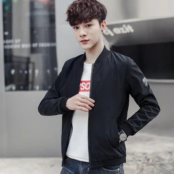 

2018 Men Spring Jackets and Coats Strip Jaqueta Masculina Male Casual Fashion Slim Fitted Zipper Jackets Men Clothing