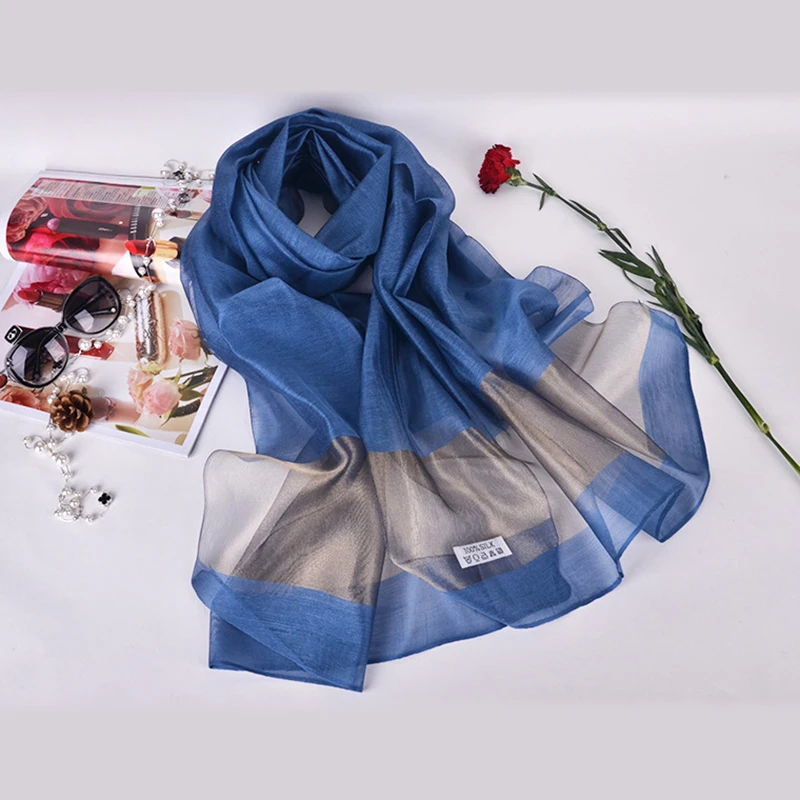 

Women's Elegant Thin Lace Beach Silk Scarf Soft Female Shawl Spring Summer Smooth Ladies Poncho Fashion Lady Voile Silk Scarfs