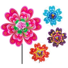 Высокое качество Детские игрушки дворовый садовый Декор двойной слой цветок мельница ветер вертушка