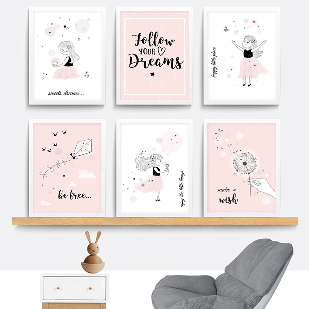 Pink-Baby-Girl-Room-Decor-Nordic-Kids-Poster-For-Children-Nursery-Wall-Art-Cartoon-Kite-Pictures (4)