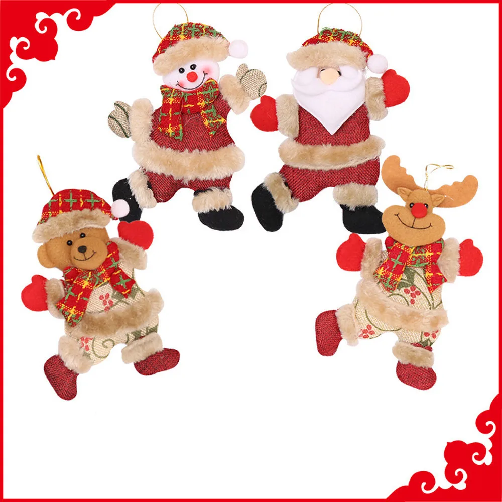 4 шт. Счастливого Рождества орнамент «Подарок на Рождество» Санта Клаус Снеговик Дерево Игрушка Кукла подвесные украшения для дома#20