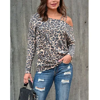 

NEW Long Sleeve autumn new leoplard print shirt women loose blouse shirt autumn loose blouse zipper blusas female frock casual